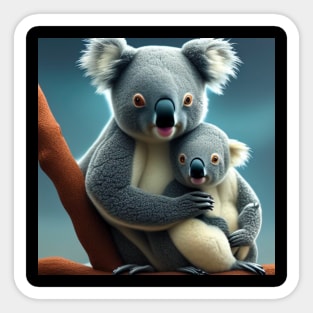 Cute Koala Bear Mom and Baby Sticker